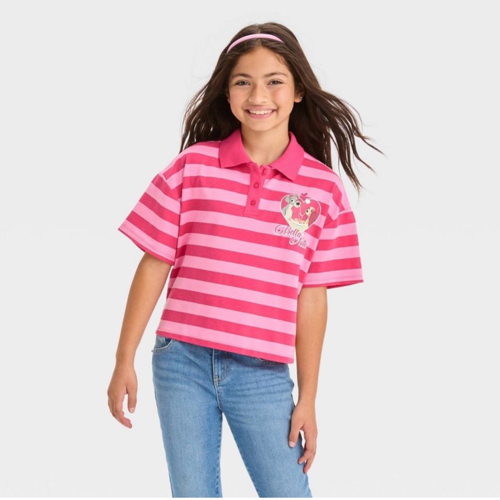 Lady & The Tramp Crop Polo Graphic T-shirt